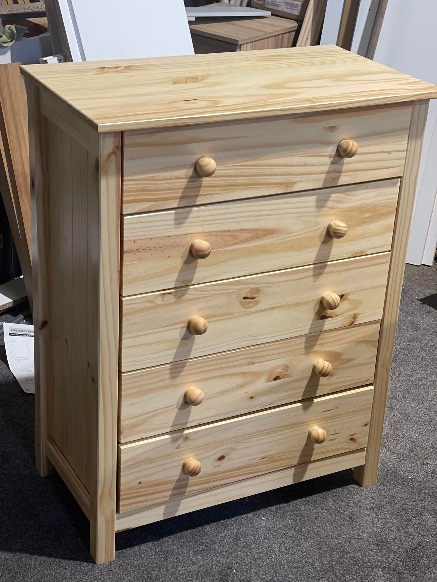 Assembled Scandinavia 5 Drawer Chest - Pine